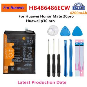 100% 정품 HB486486ECW, 4200mAh 휴대폰 배터리, 화웨이 P30 프로, 메이트 20 프로용 교체 배터리