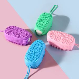 실리콘 바디 스크러버 샤워 엑스 폴리 에이 팅 스크럽 스폰지 버블 목욕 브러시 마사지 스킨 클리너 청소 패드 욕실 액세서리