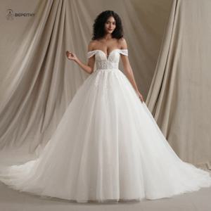 BEPEITHY 맞춤형 연인 반짝이 BOHO 웨딩 드레스 2024 민소매 신부 섹시한 구슬 아이보리 신부 가운 Vestido De Novia