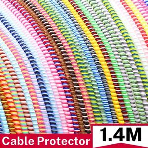 1.4m 다채로운 레이저 나선형 케이블 와인 더 주최자 USB 충전 데이터 라인 케이블 보호기 아이폰 삼성에 대한 와이어 코드 보호
