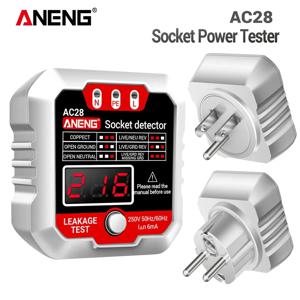 디지털 소켓 전원 테스터 ANENG AC28 회로 차단기 탐지기 50Hz/60Hz EU/US 플러그 소켓 극성 감지기 전압 테스터 도구
