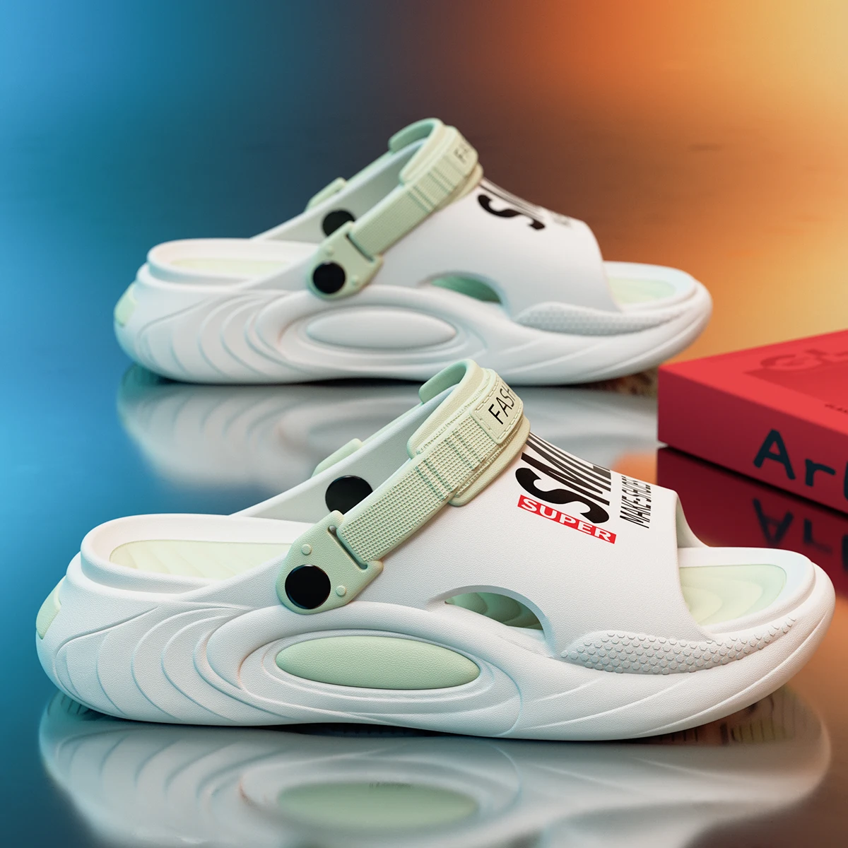EVA 남자 구멍 신발 두꺼운 바닥 높이 증가 야외 슬리퍼 편안한 통기성 스포츠 슬리퍼