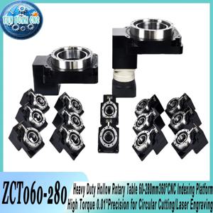 헤비 듀티 중공 로터리 테이블 60 280mm360CNC 인덱싱 플랫폼 원형 절단 레이저 조각을 위한 높은 토크 0.01정밀도