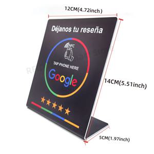 NFC 215 13.56Mhz 프로그래밍 가능 Google 리뷰 카드 NFC 스테이션 테이블 NFC Google 리뷰 디스플레이 카드 스탠딩 Déjanos tu reseña