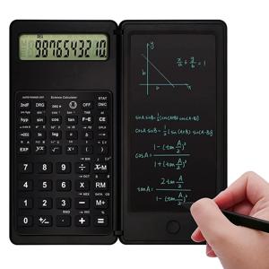 2-In-1 접이식 과학 계산기 10 디지털 LCD 화면 쓰기 태블릿 접이식 드로잉 패드(학생용 스타일러스 펜 포함)
