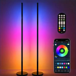 EISSLOLY 2PCS 지능형 RGB 플로어 램프 APP 제어 음악 동기화 코너 조명 룸 장식 스탠딩 조명