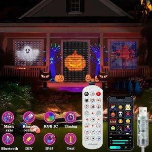 USB LED 스마트 커튼 조명 앱 제어 RGB 요정 조명 DIY 사진 스트링 램프 파티 창문 커튼 침실 크리스마스 장식