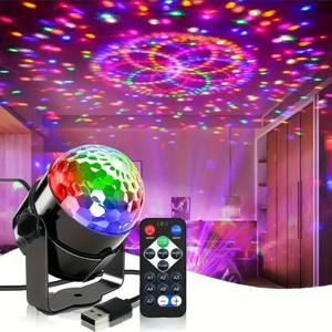 음악 동기화 LED 무대 디스코 빛 원격 제어 크리스마스 분위기 파티 홈 KTV DJ 바 크리스마스에 대 한 공 램프 회전