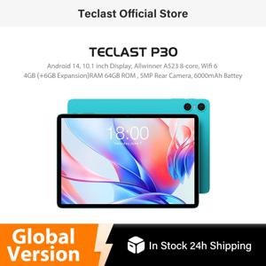 Teclast P30 태블릿 10.1인치 디스플레이 4GB(+6GB 확장) RAM 64GB ROM A523 옥타 코어 안드로이드 14 태블릿 Wifi 6 6000mAh 배터리