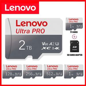 레노버 고속 마이크로 SD 2TB 1TB 512GB 256GB 메모리 카드 최대 100MB/s U3 128GB TF 카드 USB 카드 리더 어댑터 마이크로 SD용