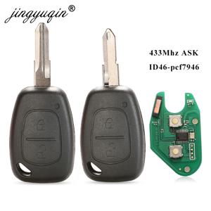 Jingyuqin 2 버튼 자동차 원격 키 433mhz id46 칩 송신기 르노 트래픽 마스터 vivaro movano kangoo ne73 vac102 블레이드