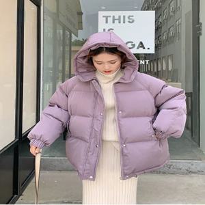 2025 신상 여성 숏 자켓 겨울용 두꺼운 후드 코튼 패딩 코트 여성용 한국 스타일 루즈핏 푸퍼 파카 여성용 오버사이즈 아우터
