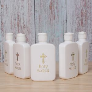 100ml 부활절 거룩한 물 교회 예수 병 골드 차단 로고 성경 기독교 십자가 플라스틱 장식 물병