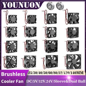 YOUNUON DC 5V/12V/24V 30MM/40MM/50MM/60MM/70MM/80MM/90MM/120MM/140MM 팬 DC 브러시리스 냉각 팬 PC 노트북 컴퓨터 케이스 팬