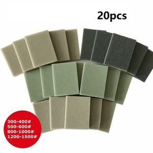 20Pcs 스폰지 샌딩 블록 습식 건식 연삭 사포 300-400 500-600 800-1000 1200-1500 그릿 연마 패드 연마 모래 종이