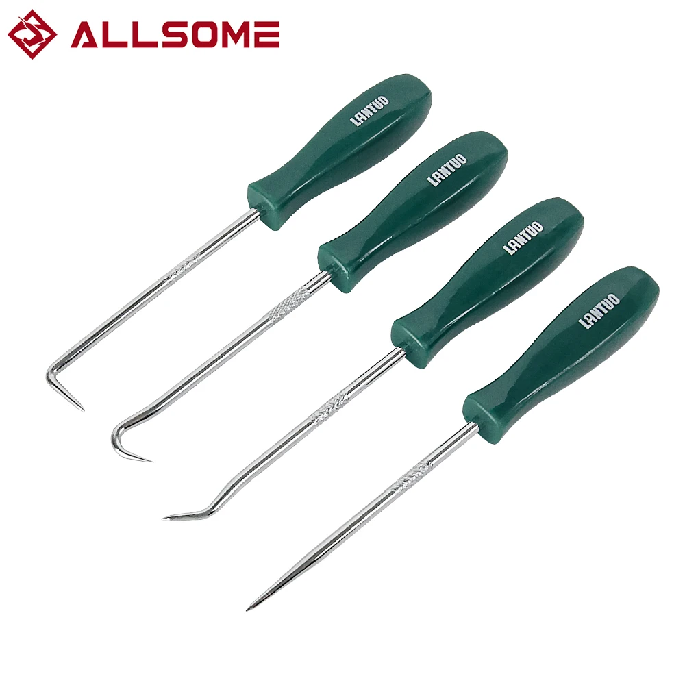 ALLSOME 4Pcs 135mm 자동차 자동차 차량 오일 씰 스크류 드라이버 세트 O-링 가스켓 풀러 리무버 선택 후크 도구