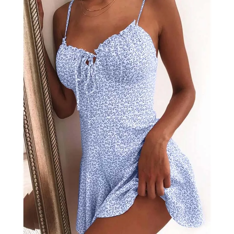 꽃 프린트 라인 미니 드레스 섹시한 레이디 데이트 캐미솔 Strapless Backless Dress Boho Solid Beach Clothing