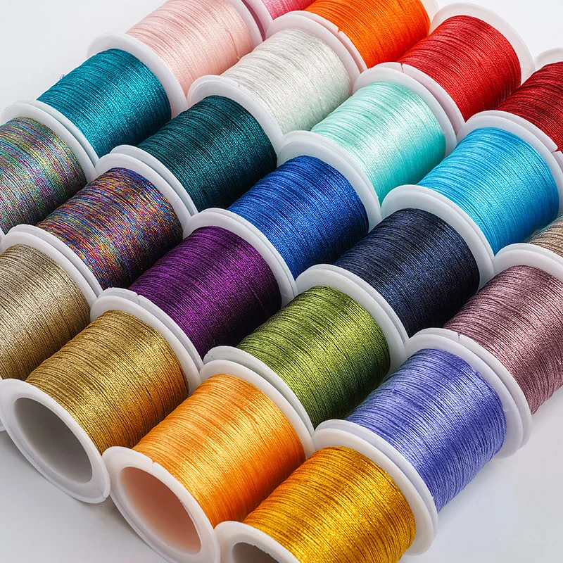 0.4mm 50m 나일론 골드 실버 스레드 쥬얼리 코드 와이어 DIY 팔찌 구슬 만들기 바느질 재료 공예 액세서리 공급