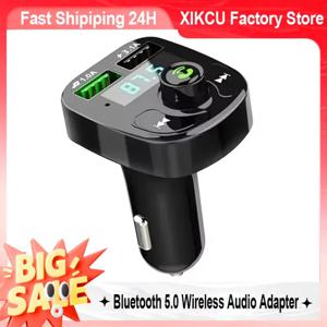 XIKCU LED MP3 차량용 블루투스 FM 핸즈프리 블루투스 호환 5.0 송신기 3.1A QC3.0 PD 유형 C 듀얼 USB 차량용 충전기