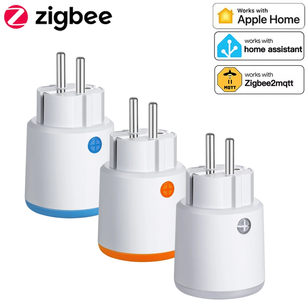 Haozee 스마트 지그비 플러그 소켓 3680W 16A 전력 에너지 모니터링 타이머 스위치 EU 콘센트 홈 어시스턴트 Zigbee2mqtt