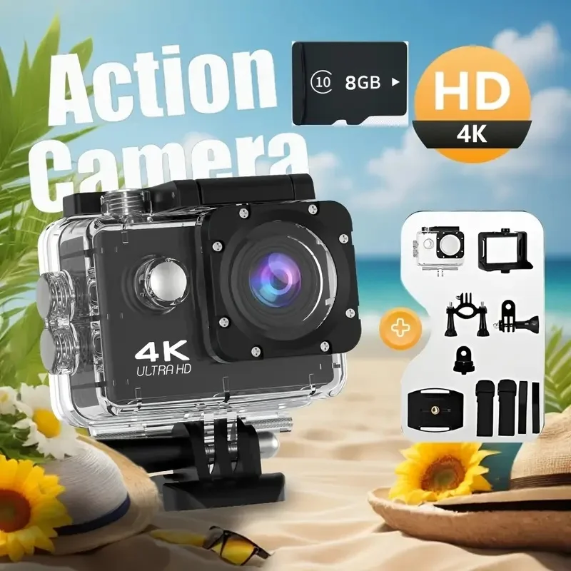 야외용 4K 액션 카메라 WiFi 헬멧 비디오 녹화 4K/30FPS WiFi 2.0인치 170도 GPS 8배 줌 방수 스포츠 카메라