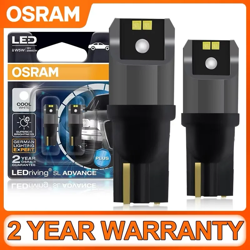 OSRAM LED T10 6000K W5W 194 LEDriving SL Advance 6000K 흰색 자동차 독서 전구 도어 램프 실내 조명 12V 1.5W 2980CW, 쌍