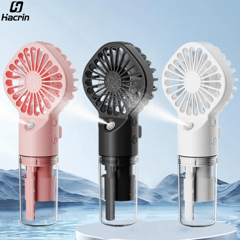 휴대용 가습기 팬 미니 휴대용 안개 팬 가습기가있는 휴대용 USB 충전식 휴대용 팬 미니 물 스프레이 핸드 팬