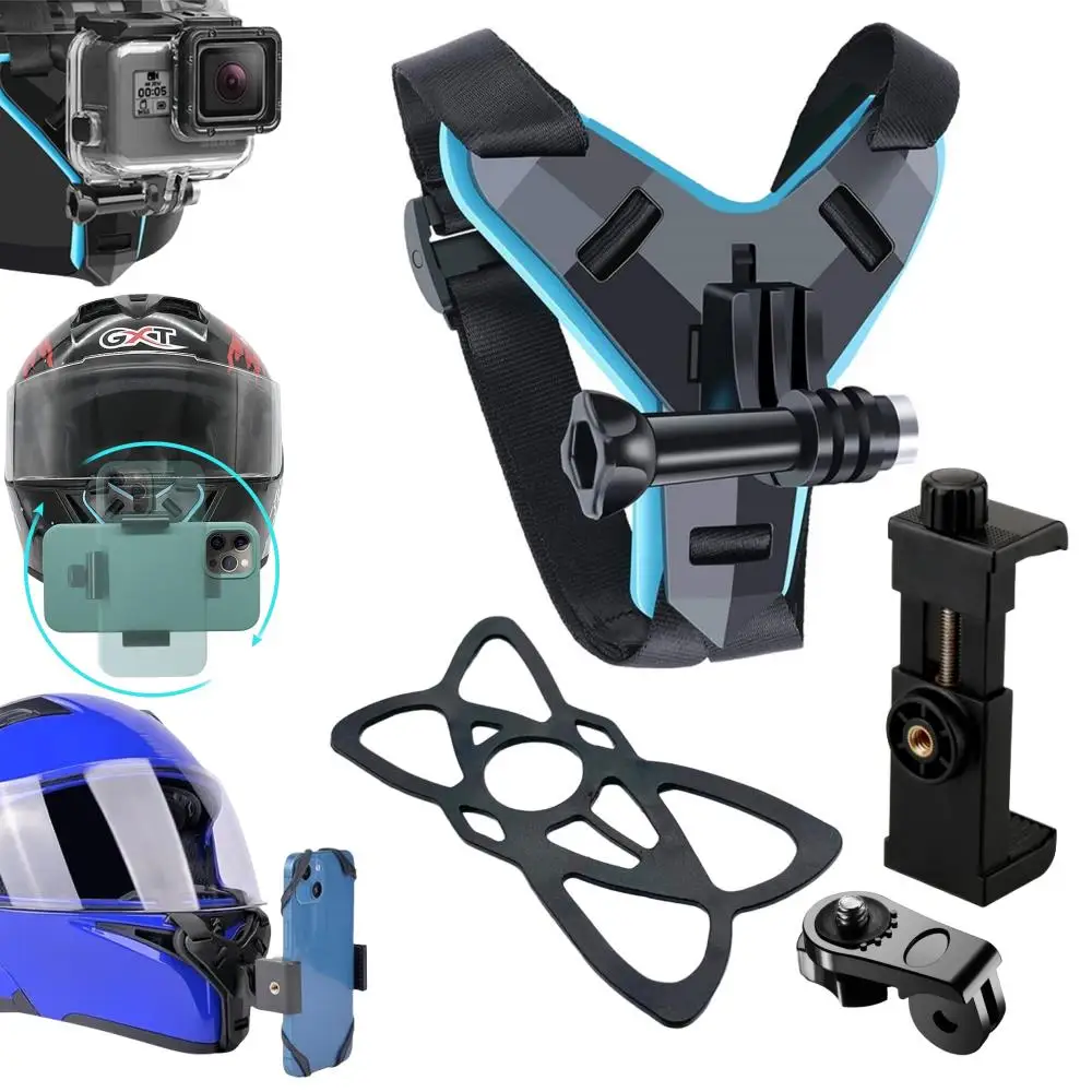 GoPro Hero13 12 10 9 8 액션 스포츠 카메라 홀더 오토바이 카메라 휴대 전화 용 오토바이 헬멧 전화 스탠드 마운트 홀더