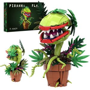 MOC 오드리 II 피라냐 식물 빌딩 블록 Chomper 화분에 심은 식물 공포 꽃 모델 벽돌 조립 장난감 어린이 선물 수집