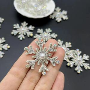20PCS 40mm 반짝이 라인 석 헝겊 크리스마스 눈송이 패치 DIY 공예 케이크 머리핀 아플리케 용품