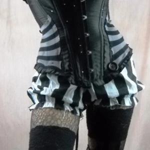 Y2k Ruffle Bloomer 반바지 여성 로리타 로우 라이즈 깅엄 라운지 수면 미니 잠옷 스트라이프 호박 마이크로 페티팬츠