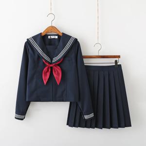 네이비 JK 유니폼, 반팔, 긴팔, 일본 교복, 세일러 플리츠 스커트, JK 세트 유니폼, 가을 여름