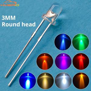 100/1000Pcs F3 3mm 라운드 LED 구색 키트 울트라 슈퍼 밝은 발광 다이오드 전구 램프 빨간색 녹색 파란색 물 투명 다이오드