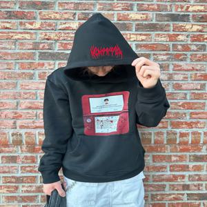 하라주쿠 트렌디 스포츠웨어 블랙 3DS 후드 여성 남성 streetwear 테이프 마크 핫 판매 스웨터 지퍼 업 까마귀 y2k 탑스