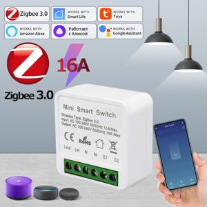 Zigbee 3.0 Tuya 스마트 스위치 Alexa Google 홈 어시스턴트 Yandex DIY 미니 차단기 전등 스위치 16A 100-240V Zigbee 게이트웨이 필요