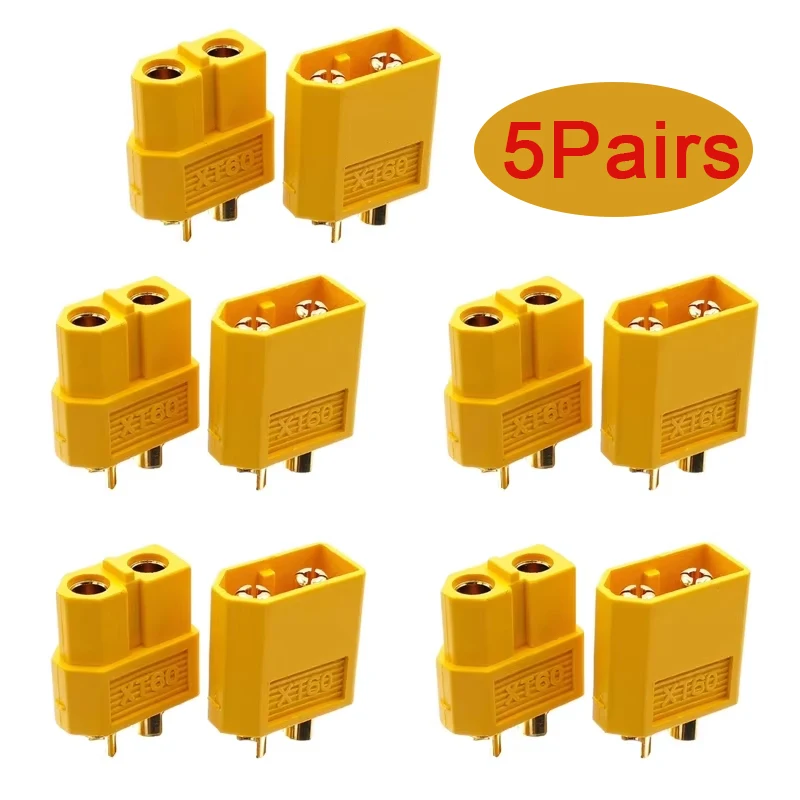 10PCS XT60 배터리 커넥터 남성 플러그 금도금 커넥터 DIY 연결 부품 RC 항공기 드론 액세서리