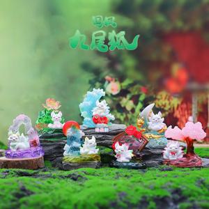 중국 세련된 고대 9 꼬리 여우 블라인드 카세트 램프 빛나는 그림 데스크탑 장식품 신비한 상자 깜짝 휴일 선물