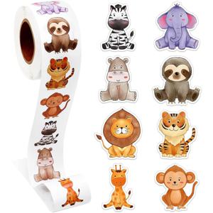 500Pcs/Roll 이형 초원 동물 스티커 2.5cm/1.0'' 낙서 게임 아트 라벨 학습 보상, 장식 선물
