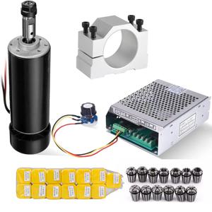 0.5kw 공기 냉각 스핀들 500W 스핀들 모터 ER11 척 CNC 스핀들 모터 + 52mm 클램프 + 조각 용 전원 공급 장치 속도 조정기