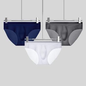 남성 속옷 남성용 얼음 실크 팬티 여름 통기성 속건성 원활한 반바지 투명 초박형 성격 언더 팬