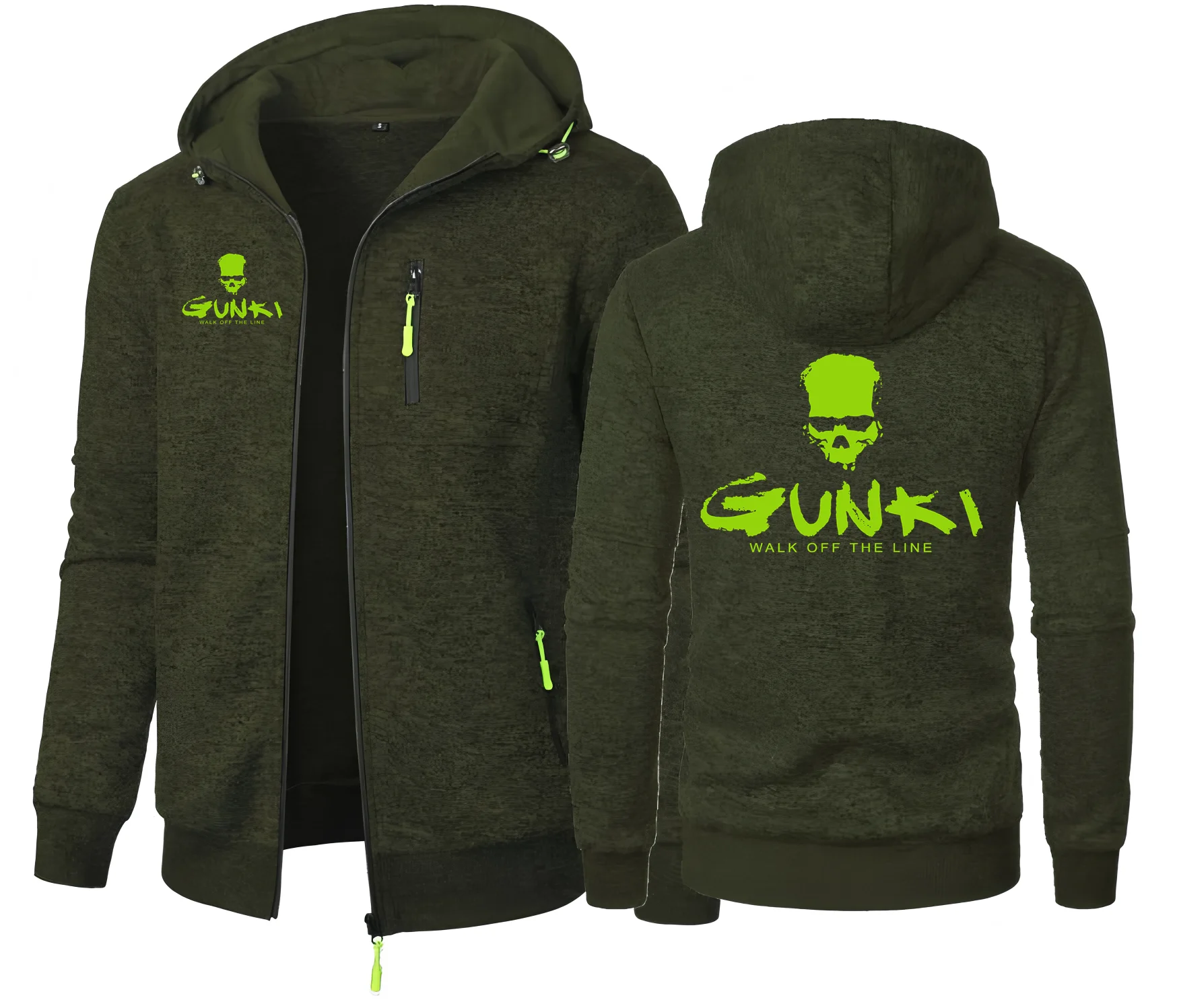Gunki Love Fishing 브랜드 남성 후드 코트 캐주얼 지퍼 까마귀 스웨터 남성 의류 스포츠웨어 슬림 피트 캐주얼 자켓