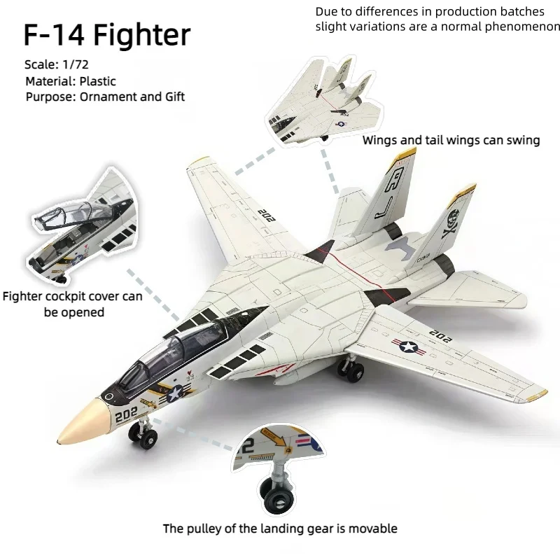 F-14 전투기, 1:72, 조립된 플라스틱 비행기 모델(디스플레이 랙 포함), 홈 디스플레이 및 컬렉션, 창의적인 선물