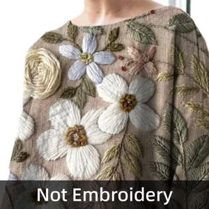 플러스 사이즈 꽃 프린트 모조 리넨 여성 빈티지 티셔츠 라운드 넥 3/4 슬리브 루즈 여름 여성 캐주얼 데일리 탑 티셔츠