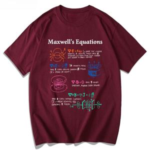 Maxwell 방정식 공식 물리학 코튼 반팔 티셔츠 남성용 여성용 여름 티셔츠 과학 연구 캐주얼 반소매