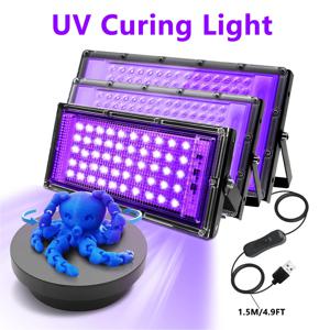 50/96/144 LED 스마트 3D 프린터 UV 수지 경화 조명, 휴대용 DIY 경화 인클로저, 5V 입력, 1.5M USB 전원 코드.