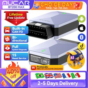 MUCAR BT200 Max OBD2 스캐너 CAN FD 양방향 제어 모든 시스템 진단 도구 15가지 리셋 기능 모든 차량용 평생 무료 업데이트