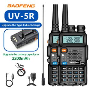 1/2개 BaoFeng UV-5R 업그레이드 버전 무전기 2200mAh 듀얼 밴드 장거리 128채널 휴대용 UV 5R 햄 양방향 무전기