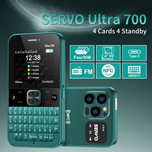 서보 4 SIM 카드 4 대기 QWERTY 키보드 휴대폰 속도 다이얼 블랙리스트 FM 라디오 손전등 2G GSM 셀룰러 휴대폰 TypeC