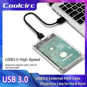Coolcirc 투명 휴대용 하드 드라이브 케이스, 데스크탑 및 노트북용 외장 리더기, 2.5 인치 SATA HDD/SSD USB 3.0