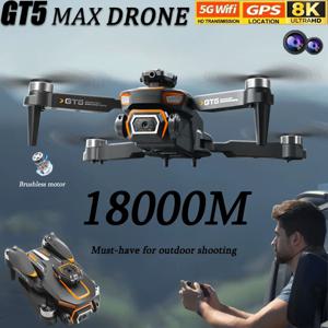광각 카메라가 장착된 GT5 8K HD 광학 흐름 듀얼 렌즈 드론 접이식 쿼드콥터 WiFi 어린이 원격 제어 어린이 생일 선물